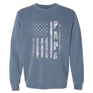 Proud Papa Funny Fathers Day 2024 Gifts Dad America USA flag Garment-Dyed Sweatshirt