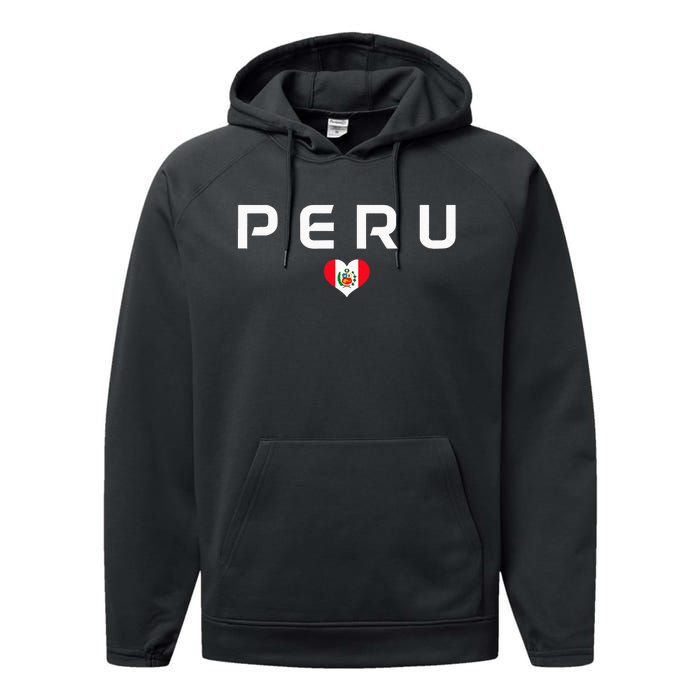 Peru Peruvian Flag Heart Pride Vintage Performance Fleece Hoodie