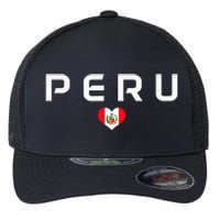 Peru Peruvian Flag Heart Pride Vintage Flexfit Unipanel Trucker Cap