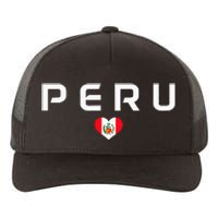 Peru Peruvian Flag Heart Pride Vintage Yupoong Adult 5-Panel Trucker Hat