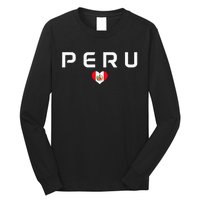 Peru Peruvian Flag Heart Pride Vintage Long Sleeve Shirt