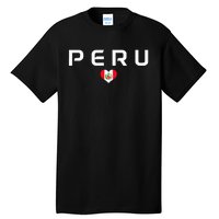 Peru Peruvian Flag Heart Pride Vintage Tall T-Shirt