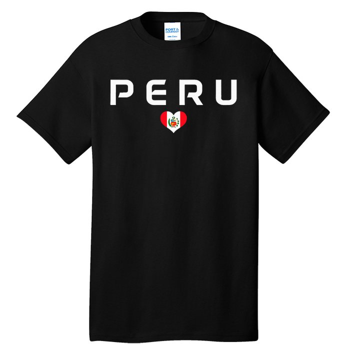 Peru Peruvian Flag Heart Pride Vintage Tall T-Shirt