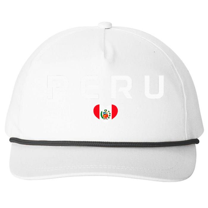 Peru Peruvian Flag Heart Pride Vintage Snapback Five-Panel Rope Hat