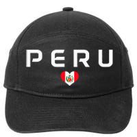 Peru Peruvian Flag Heart Pride Vintage 7-Panel Snapback Hat