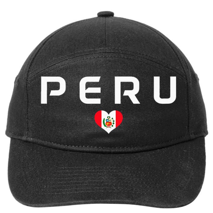 Peru Peruvian Flag Heart Pride Vintage 7-Panel Snapback Hat