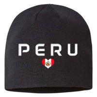 Peru Peruvian Flag Heart Pride Vintage Sustainable Beanie