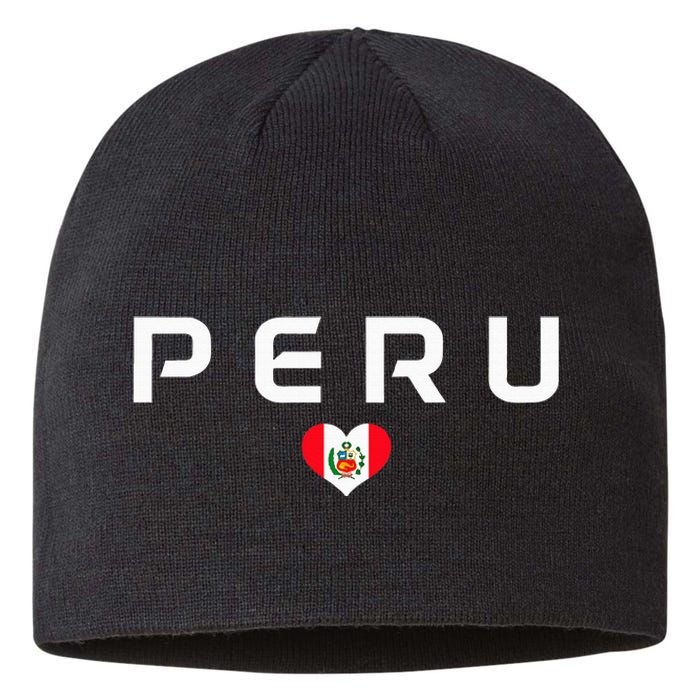 Peru Peruvian Flag Heart Pride Vintage Sustainable Beanie