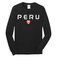 Peru Peruvian Flag Heart Pride Vintage Tall Long Sleeve T-Shirt