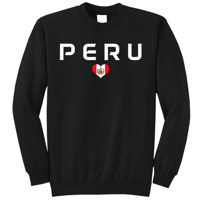 Peru Peruvian Flag Heart Pride Vintage Tall Sweatshirt