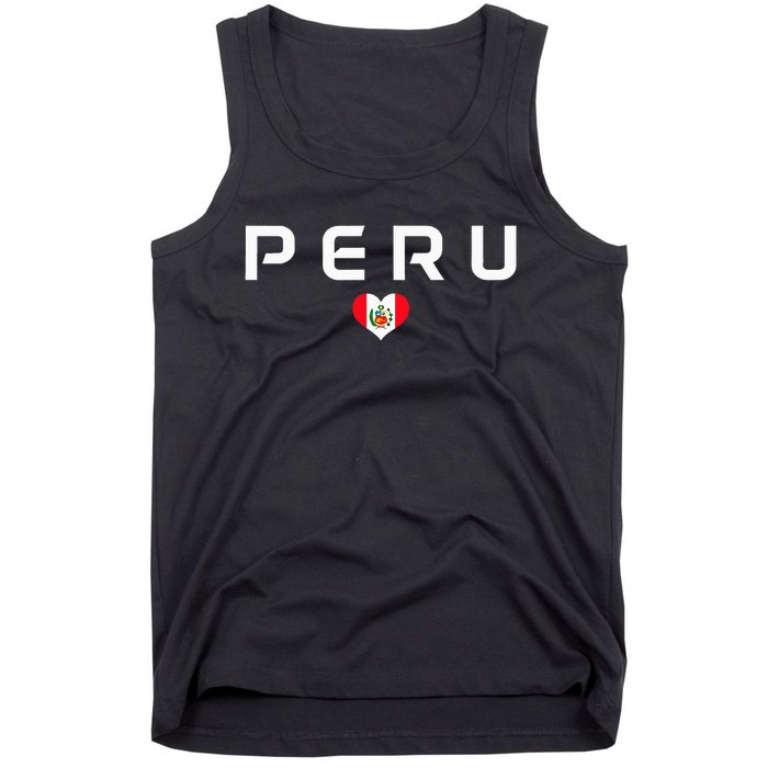 Peru Peruvian Flag Heart Pride Vintage Tank Top