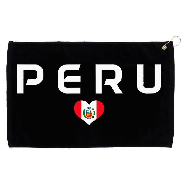 Peru Peruvian Flag Heart Pride Vintage Grommeted Golf Towel