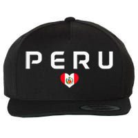 Peru Peruvian Flag Heart Pride Vintage Wool Snapback Cap