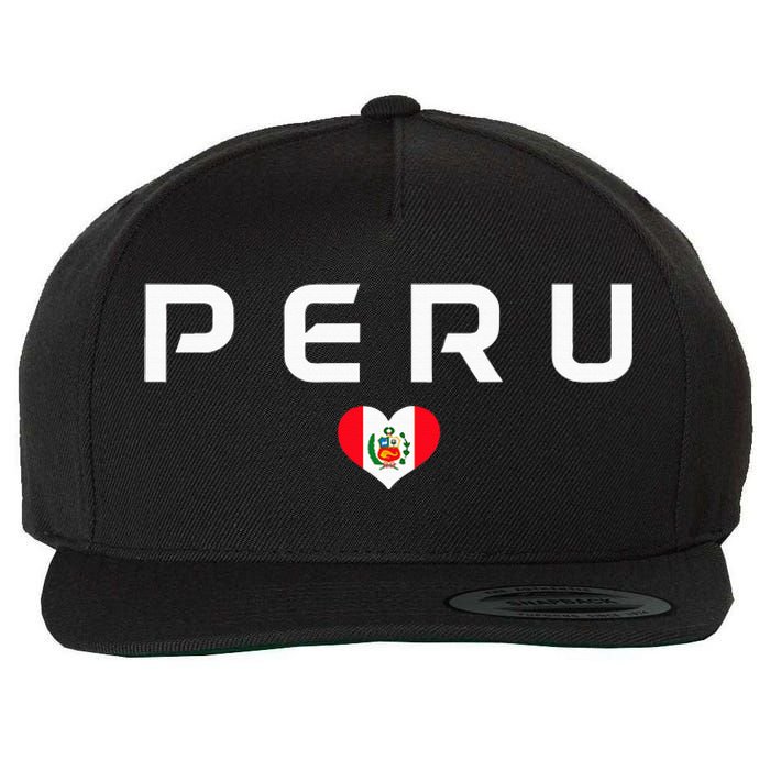 Peru Peruvian Flag Heart Pride Vintage Wool Snapback Cap