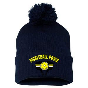 Pickleball Posse Funny Pickleball Quote Pickleball Lovers Pom Pom 12in Knit Beanie