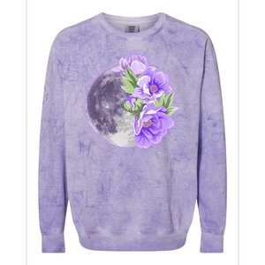 Purple Peonies Flowers Full Moon Colorblast Crewneck Sweatshirt