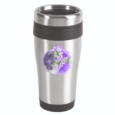 Purple Peonies Flowers Full Moon 16oz Travel Tumbler