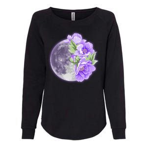 Purple Peonies Flowers Full Moon Womens California Wash Sweatshirt