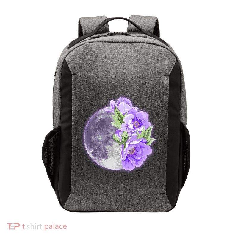 Purple Peonies Flowers Full Moon Vector Backpack