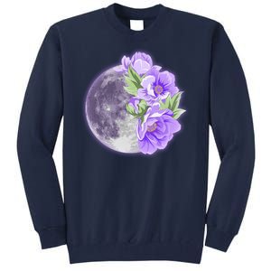 Purple Peonies Flowers Full Moon Tall Sweatshirt