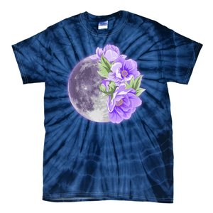 Purple Peonies Flowers Full Moon Tie-Dye T-Shirt