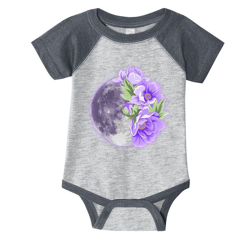 Purple Peonies Flowers Full Moon Infant Baby Jersey Bodysuit