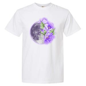 Purple Peonies Flowers Full Moon Garment-Dyed Heavyweight T-Shirt