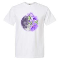 Purple Peonies Flowers Full Moon Garment-Dyed Heavyweight T-Shirt