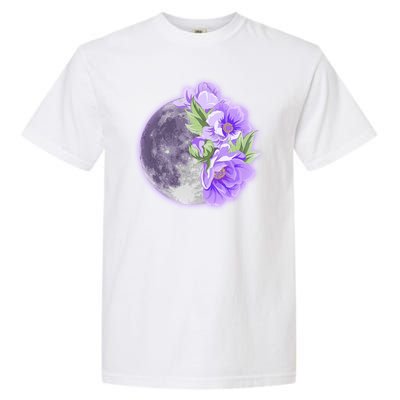 Purple Peonies Flowers Full Moon Garment-Dyed Heavyweight T-Shirt