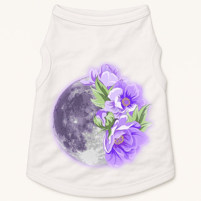 Purple Peonies Flowers Full Moon Doggie Tank