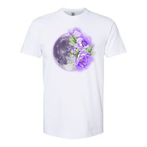 Purple Peonies Flowers Full Moon Softstyle CVC T-Shirt