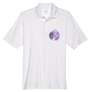 Purple Peonies Flowers Full Moon Men's Origin Performance Pique Polo