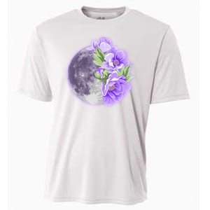 Purple Peonies Flowers Full Moon Cooling Performance Crew T-Shirt