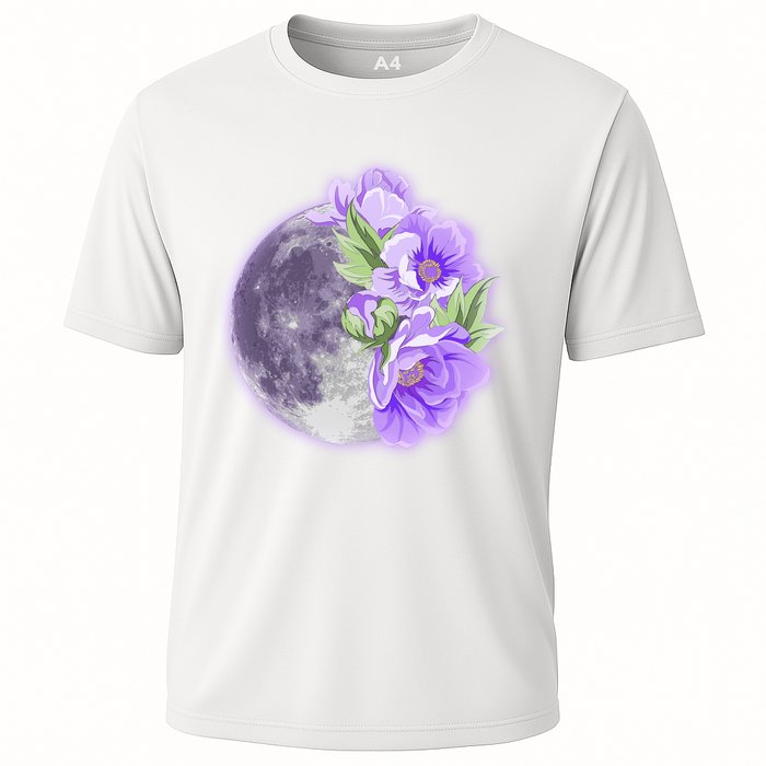 Purple Peonies Flowers Full Moon Cooling Performance Crew T-Shirt