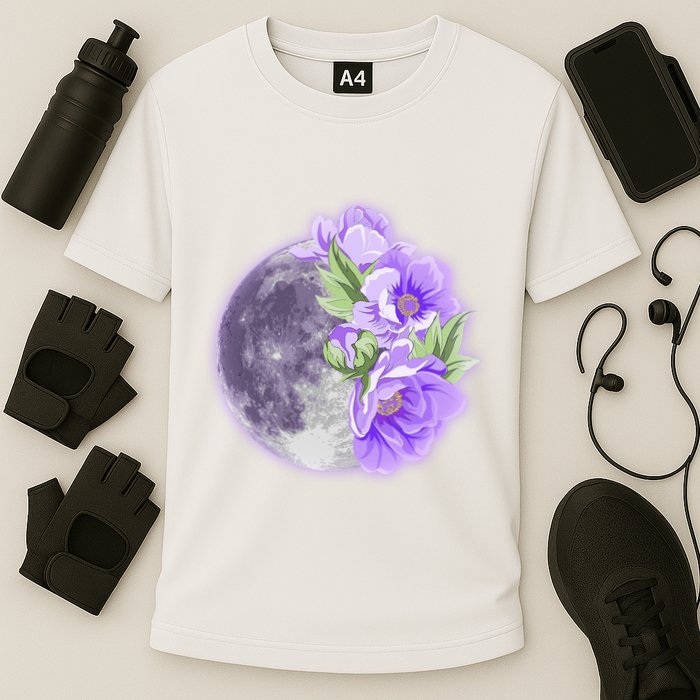 Purple Peonies Flowers Full Moon Cooling Performance Crew T-Shirt