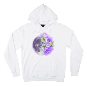 Purple Peonies Flowers Full Moon Hoodie