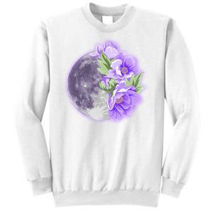 Purple Peonies Flowers Full Moon Sweatshirt