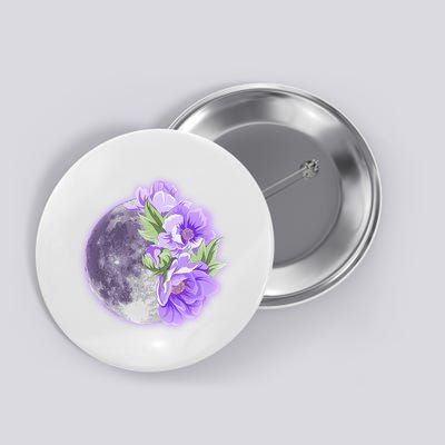 Purple Peonies Flowers Full Moon Button
