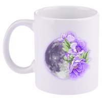 Purple Peonies Flowers Full Moon 11oz C Handle Ceramic Mug