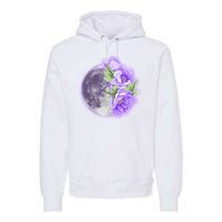 Purple Peonies Flowers Full Moon Premium Hoodie