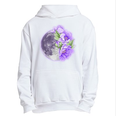 Purple Peonies Flowers Full Moon Urban Pullover Hoodie