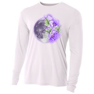 Purple Peonies Flowers Full Moon Cooling Performance Long Sleeve Crew