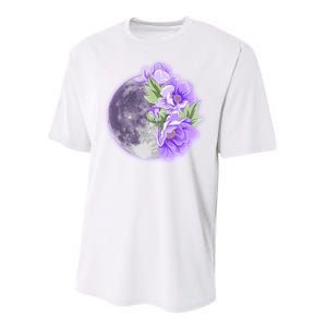 Purple Peonies Flowers Full Moon Performance Sprint T-Shirt