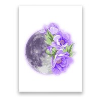 Purple Peonies Flowers Full Moon Poster