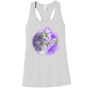 Purple Peonies Flowers Full Moon Women's Racerback Tank