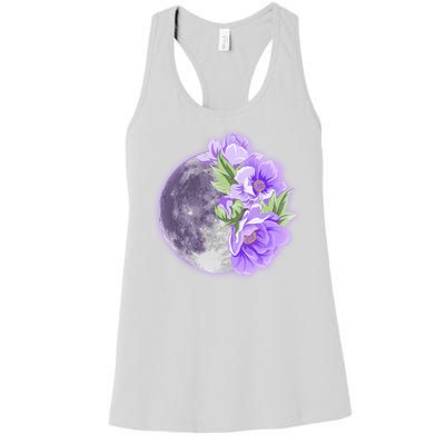 Purple Peonies Flowers Full Moon Women's Racerback Tank