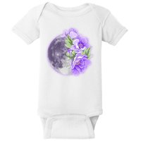 Purple Peonies Flowers Full Moon Baby Bodysuit