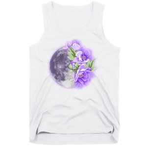 Purple Peonies Flowers Full Moon Tank Top