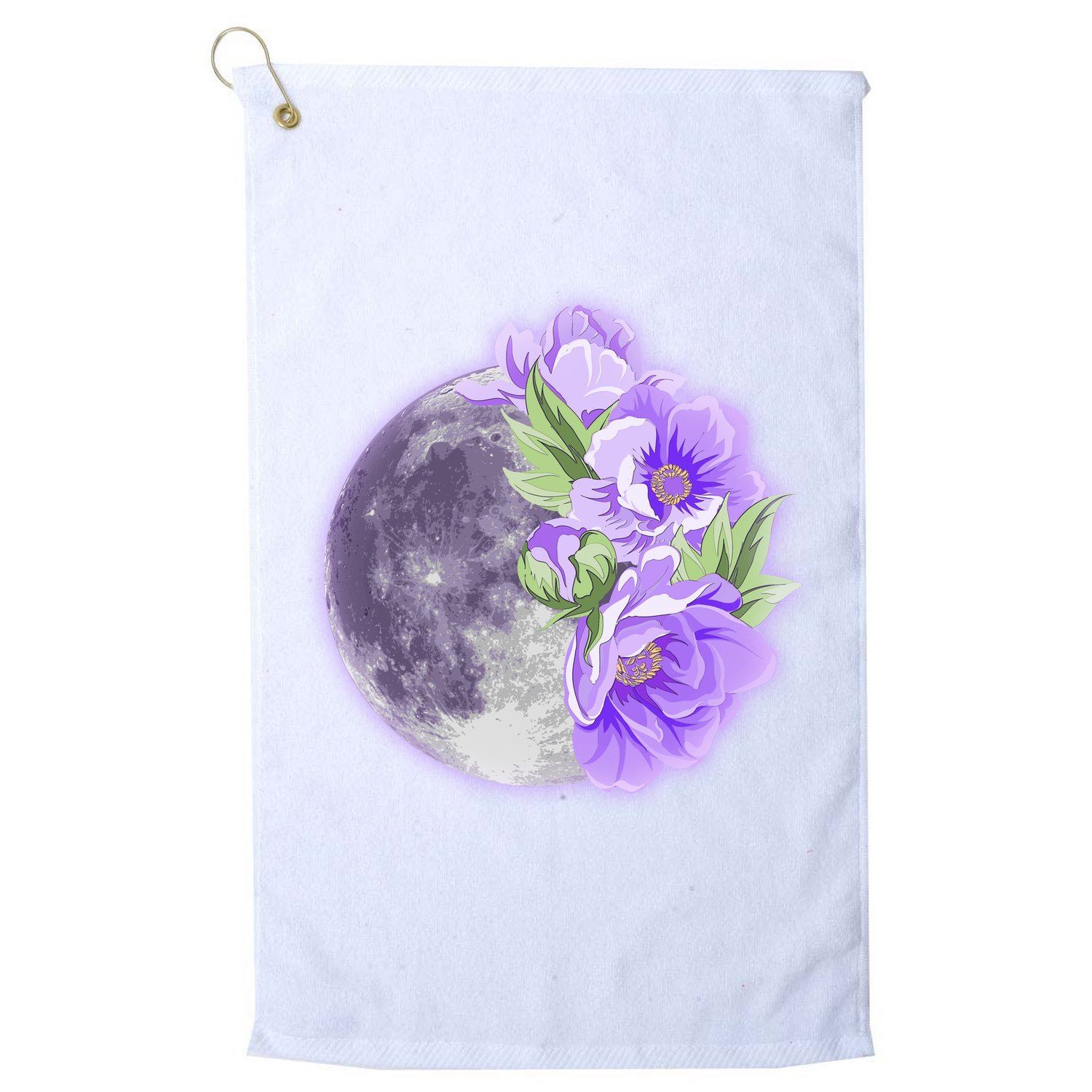 Purple Peonies Flowers Full Moon Golf Towel