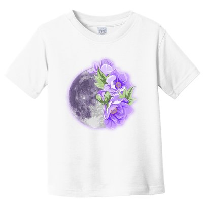 Purple Peonies Flowers Full Moon Toddler T-Shirt